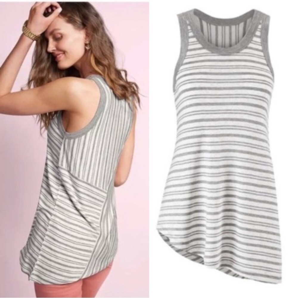 New CAbi Asymmetrical Tank Top Striped Sleeveless Size M Comfy